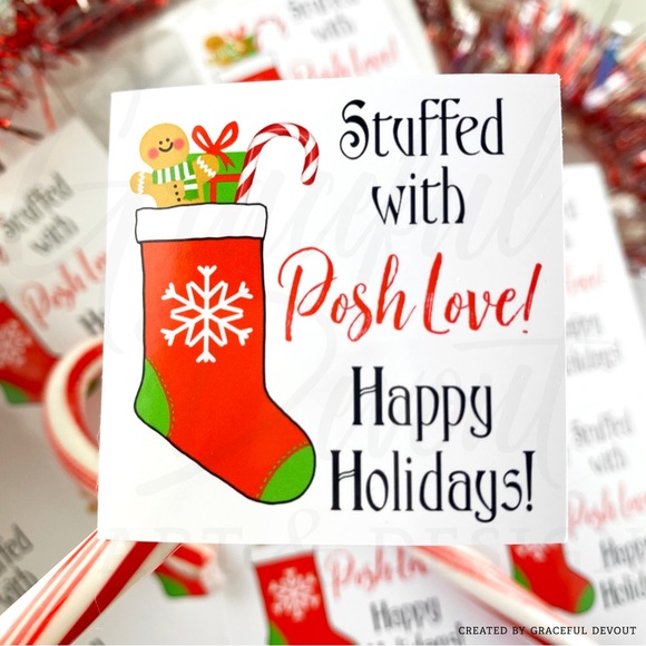 🎄 Stuffed with Posh Love! Happy Holidays! - 2" (inches) (96ct.)  [GD32-96] - Picture 2 of 5